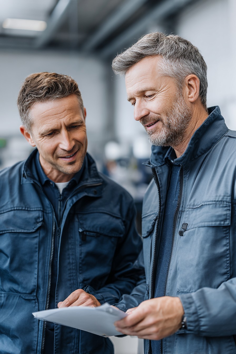 Zwei Installateure im Gespräch