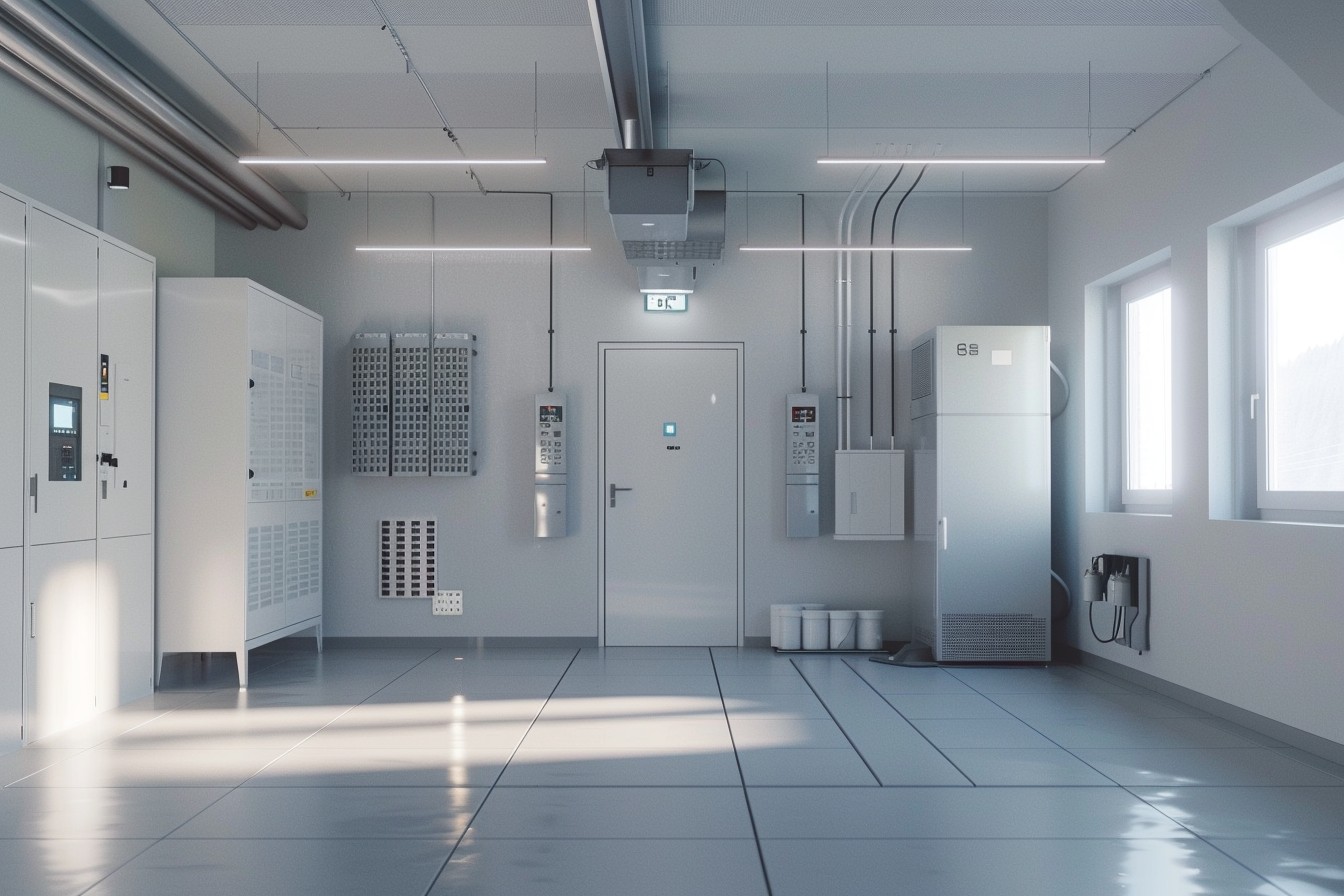 Aufgeräumter Wärmepumpen-Technikraum