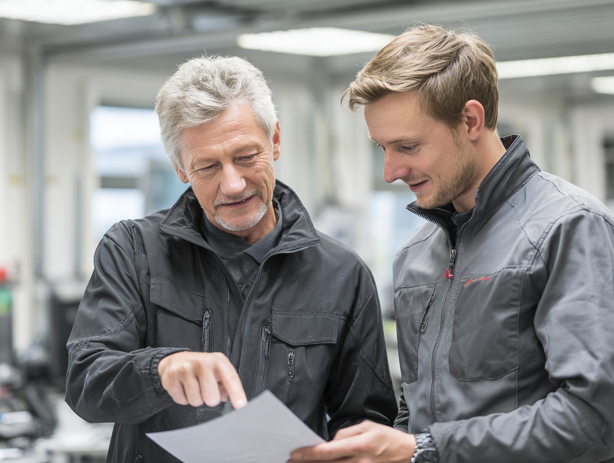 Zwei Kollegen besprechen ein Problem