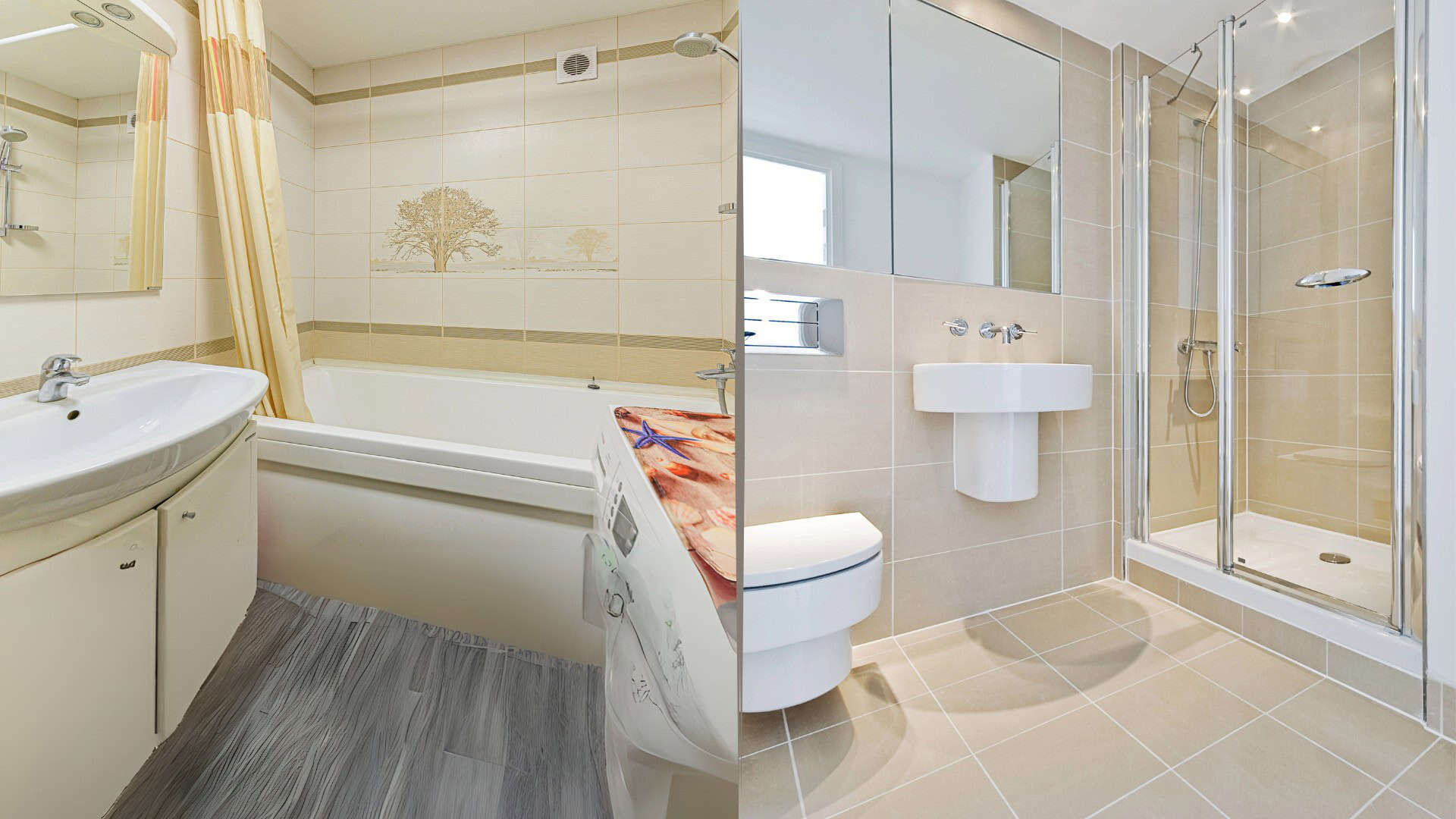 Wanne raus Dusche rein: Kosten - Was kostet Umbau Badewanne zur Dusche - Vorher Nachher Bild